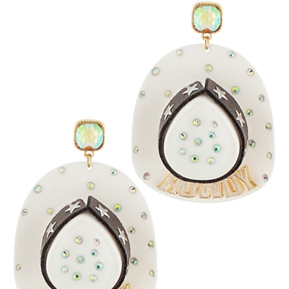HOWDY Cowboy Hat Earrings - Picture 2 of 2